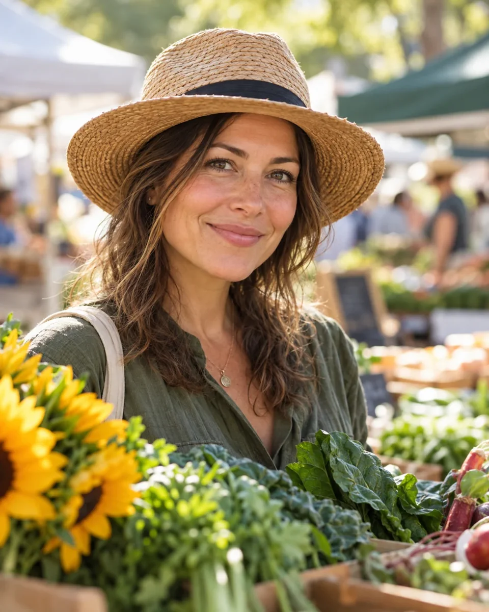 About Us A market visitor exploring fresh local produce.